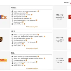 Porównanie cen przesyłek FedEx, UPS i DHL. Wybierz najlepszą opcję dla swoich potrzeb, jak w przypadku brytyjskich linii lotniczych.